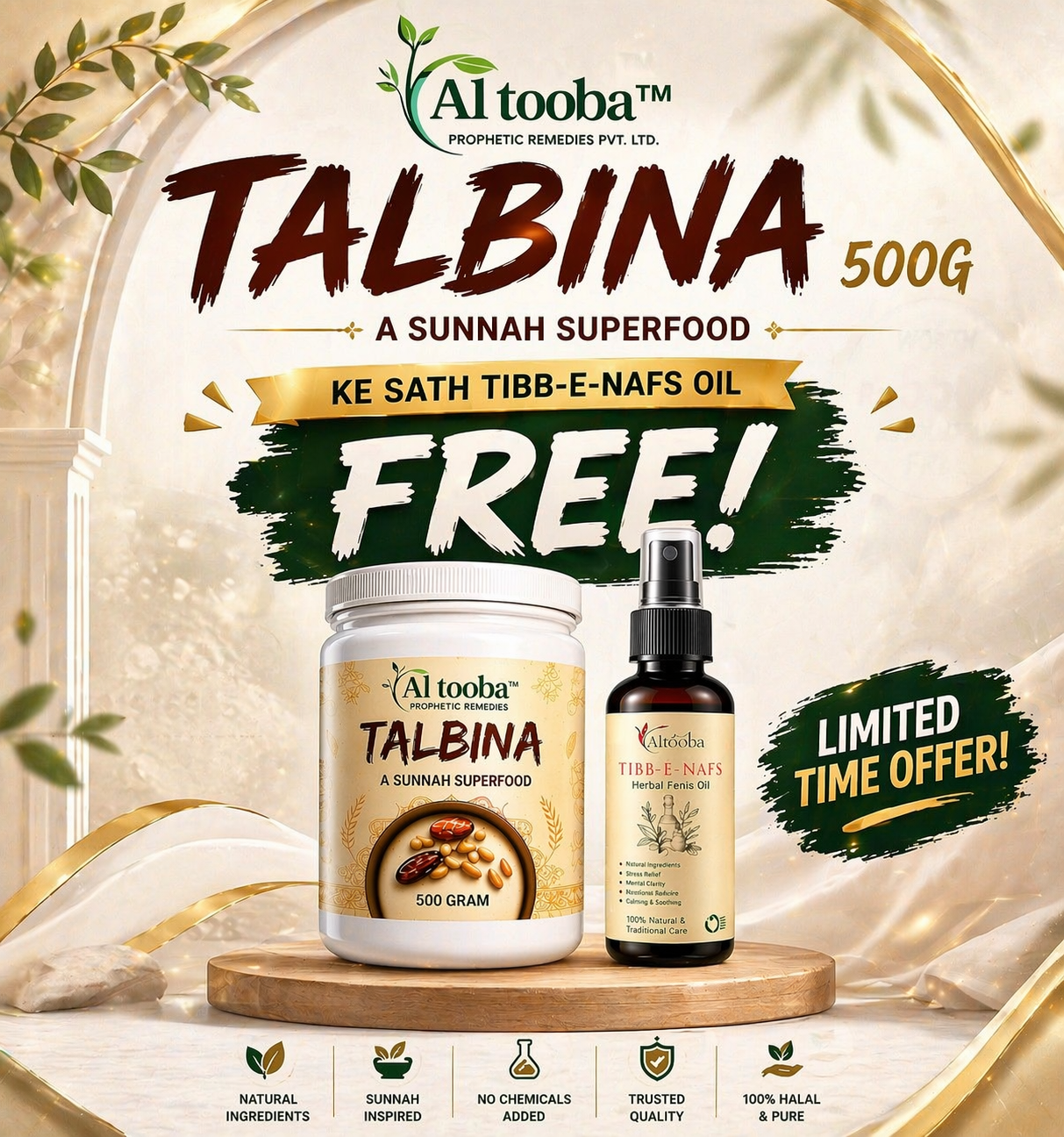 Buy Talbina 500g & Get Tibb-e-Nafs Free